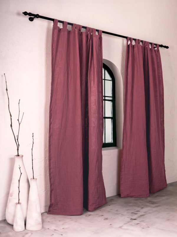 birlik1952 müslin perde muslin curtain 4 3 2 gauze cotton boho bohem linen şarap wine bordo