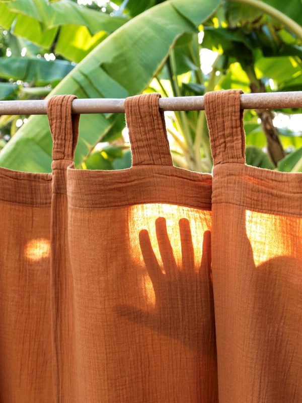 birlik1952 müslin perde muslin curtain 4 3 2 gauze cotton boho bohem linen caramel karamel