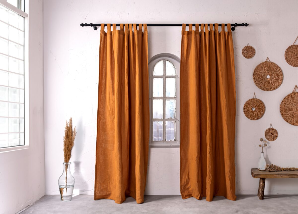 birlik1952 müslin perde muslin curtain 4 3 2 gauze cotton boho bohem linen caramel karamel