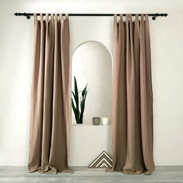 birlik1952 müslin perde curtain boho bohem dekorasyon maison decoration linen fabric curtains crinkle fabric kumaş 4 kat gauze linen beige bej latte