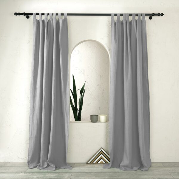 birlik1952 müslin perde curtain boho bohem dekorasyon maison decoration linen fabric curtains crinkle fabric kumaş 4 kat gauze linen gri grey