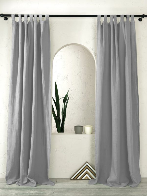 birlik1952 müslin perde curtain boho bohem dekorasyon maison decoration linen fabric curtains crinkle fabric kumaş 4 kat gauze linen gri grey