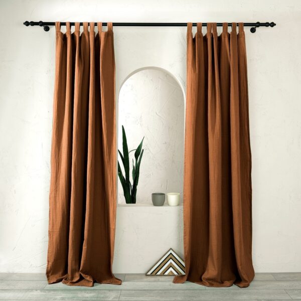 birlik1952 müslin perde curtain boho bohem dekorasyon maison decoration linen fabric curtains crinkle fabric kumaş 4 kat gauze linen kahve coffee