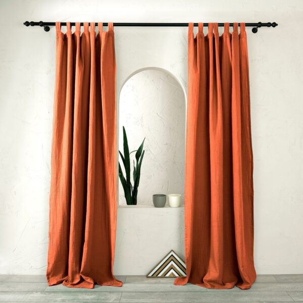 birlik1952 müslin perde curtain boho bohem dekorasyon maison decoration linen fabric curtains crinkle fabric kumaş 4 kat gauze linen kiremit