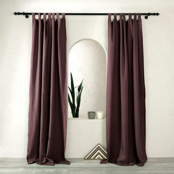 birlik1952 müslin perde curtain boho bohem dekorasyon maison decoration linen fabric curtains crinkle fabric kumaş 4 kat gauze linen violet menekşe