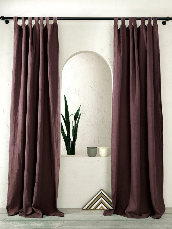 birlik1952 müslin perde curtain boho bohem dekorasyon maison decoration linen fabric curtains crinkle fabric kumaş 4 kat gauze linen violet menekşe