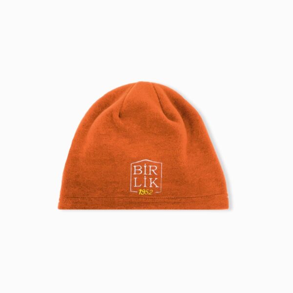 birlik1952 polar bere kurumsal şapka hat kışlık üniforma logolu kişisel bere restoran otel kafe cafe baskılı printed personal hat whosale fabric kumaş orange turuncu