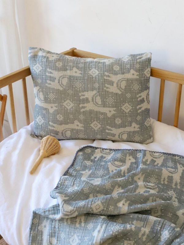 birlik1952 bebek battaniye jakarlı 3 kat müslin three layer jaquard swaddle blanket baby crinkle krinkle muslin fabric cotton lama mavi blue