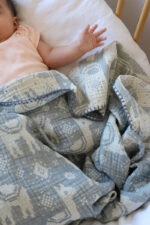 birlik1952 bebek battaniye jakarlı 3 kat müslin three layer jaquard swaddle blanket baby crinkle krinkle muslin fabric cotton lama mavi blue