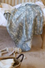 birlik1952 bebek battaniye jakarlı 3 kat müslin three layer jaquard swaddle blanket baby crinkle krinkle muslin fabric cotton lama mavi blue