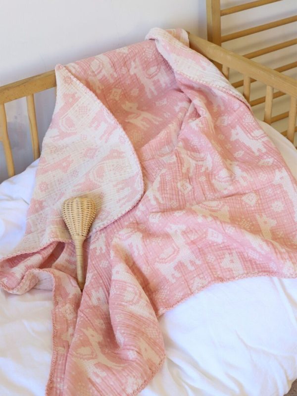 birlik1952 bebek battaniye jakarlı 3 kat müslin three layer jaquard swaddle blanket baby crinkle krinkle muslin fabric cotton lama mavi blue