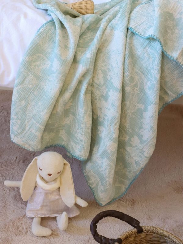 birlik1952 bebek battaniye jakarlı 3 kat müslin three layer jaquard swaddle blanket baby crinkle krinkle muslin fabric cotton wild animals vahşi hayvanlar forest orman mint adacayı sage yeşil