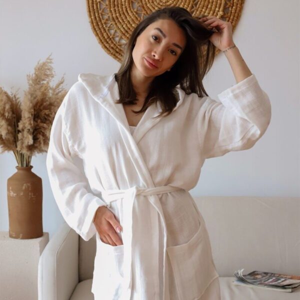 birlik1952 müslin bornoz 2 kat 3 kat 4 kat bathrobe 4 gauze kimono beyaz ekru cream white