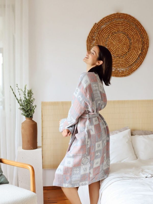 birlik1952 müslin robe bornoz 2 kat 3 kat 4 kat bathrobe 4 layer gauze kimono muslin beach jakarlı jaquard christmas yılbaşı