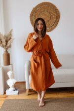 birlik1952 müslin bornoz 2 kat 3 kat 4 kat bathrobe 4 gauze kimono karamel caramel