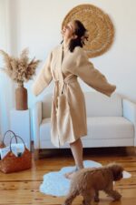 birlik1952 müslin robe bornoz 2 kat 3 kat 4 kat bathrobe 4 layer gauze kimono muslin beach latte