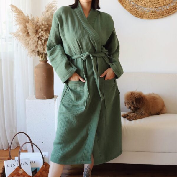 birlik1952 müslin robe bornoz 2 kat 3 kat 4 kat bathrobe 4 layer gauze kimono muslin beach royal yeşil kraliyet green zümrüt