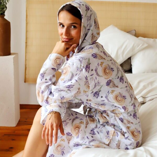 birlik1952 müslin robe bornoz 2 kat 3 kat 4 kat bathrobe 4 gauze kimono muslin lavanta lavender lavander