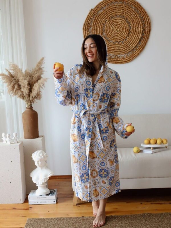 birlik1952 müslin robe bornoz 2 kat 3 kat 4 kat bathrobe 4 gauze kimono muslin sicilya karo desen