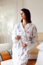 birlik1952 müslin robe bornoz 2 kat 3 kat 4 kat bathrobe 4 gauze kimono muslin ortanca hydregena