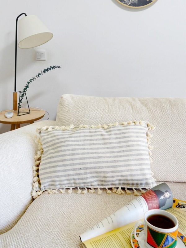 birlik1952 lace shams pillowcase kırlent yastık kılıfı otantik case pillow decoration ev dekorasyon dikdörtgen kare çizgili gri