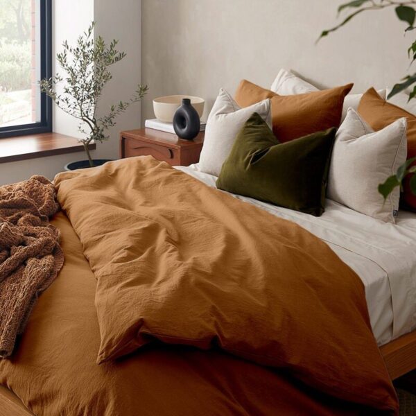 birlik1952 vivamaison pamuk keten cotton linen bedlinen set quilt cover boho stonewashed otantik nevresim takımı seti karamel caramel