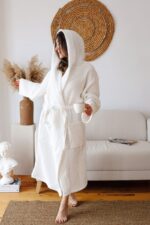 birlik1952 waffle pique pike kumaş fabric cotton turkish robe bathrobe bornoz otel spa textile whosale beyaz white