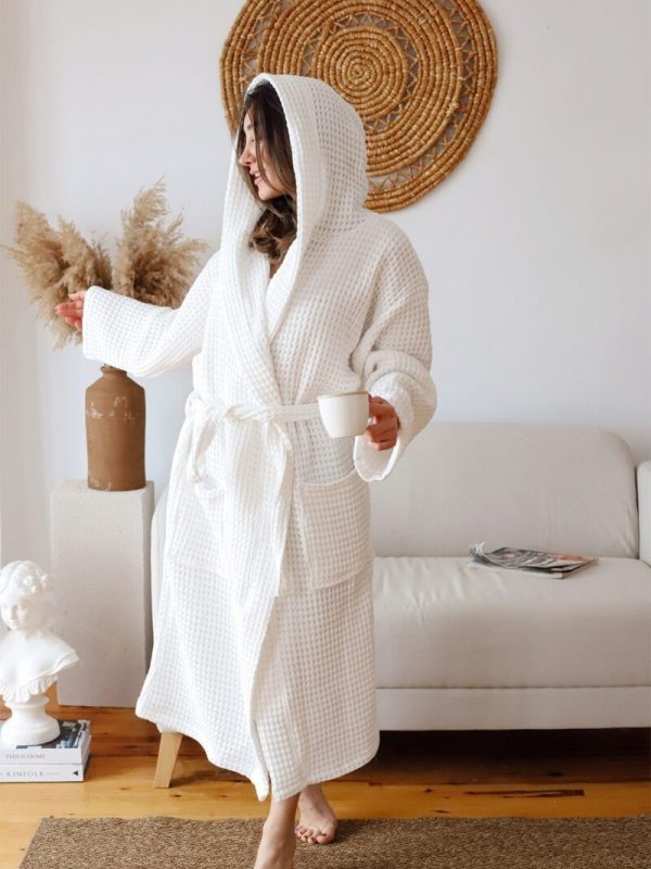 birlik1952 waffle pique pike kumaş fabric cotton turkish robe bathrobe bornoz otel spa textile whosale beyaz white