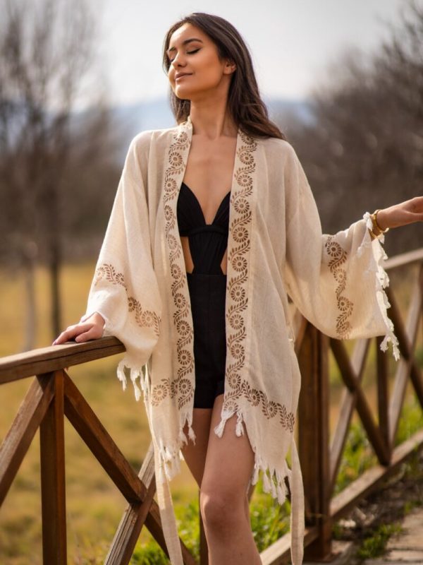 birlik1952 kenevir taş baskı ağaç wood print robe bathrobe cannibis bornoz keten linen kahverengi brown kimono