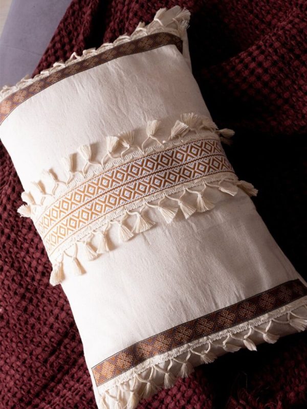 birlik1952 lace shams pillowcase kırlent yastık kılıfı otantik case pillow decoration ev dekorasyon dikdörtgen kare otantik ortası şerit kahve