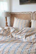 birlik1952 iplik boya pamuk keten nevresim takımı bed linen set chambray stripe çizgili floransa sicilya sicily brown kahve