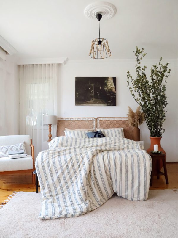 birlik1952 iplik boya pamuk keten nevresim takımı bed linen set chambray stripe çizgili floransa toscana grey gri