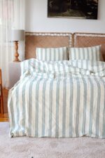 birlik1952 iplik boya pamuk keten nevresim takımı bed linen set chambray stripe çizgili toscana royal yeşil green