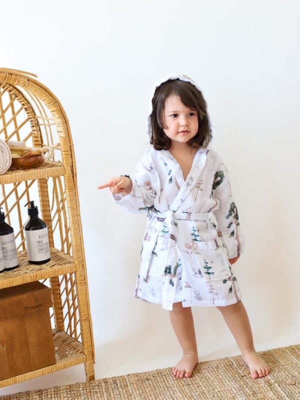birlik1952 2 kat müslin kumaş gauze bathrobe robe bornoz baby child baskılı printed whosale toptan tekstil denizli jungle orman
