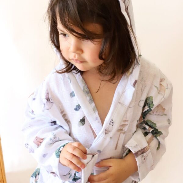 birlik1952 2 kat müslin kumaş gauze bathrobe robe bornoz baby child baskılı printed whosale toptan tekstil denizli jungle orman