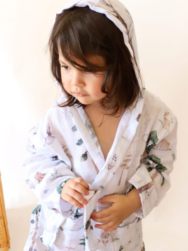 birlik1952 2 kat müslin kumaş gauze bathrobe robe bornoz baby child baskılı printed whosale toptan tekstil denizli jungle orman