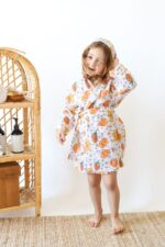 birlik1952 2 kat müslin kumaş gauze bathrobe robe bornoz baby child baskılı printed whosale toptan tekstil denizli portakal christmas orange cookie