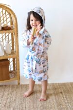 birlik1952 2 kat müslin kumaş gauze bathrobe robe bornoz baby child baskılı printed whosale toptan tekstil denizli zeplin