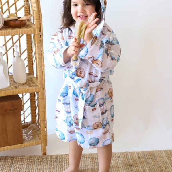 birlik1952 2 kat müslin kumaş gauze bathrobe robe bornoz baby child baskılı printed whosale toptan tekstil denizli zeplin