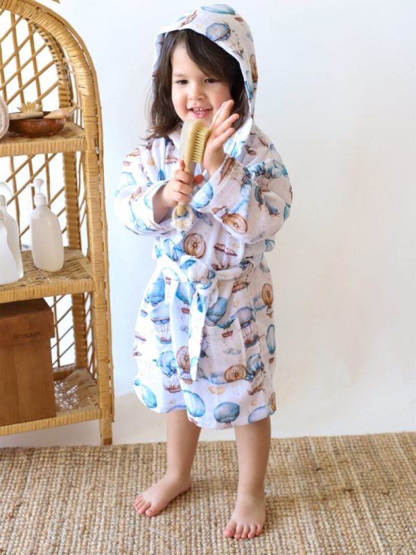 birlik1952 2 kat müslin kumaş gauze bathrobe robe bornoz baby child baskılı printed whosale toptan tekstil denizli zeplin