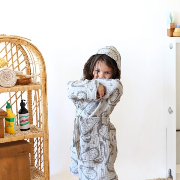 birlik1952 3 kat müslin kumaş gauze bathrobe robe bornoz baby child baskılı printed whosale jakarlı jaquard toptan tekstil denizli penguin penguen