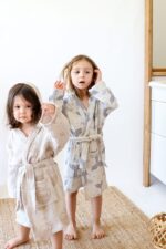 birlik1952 3 kat müslin kumaş gauze bathrobe robe bornoz baby child baskılı printed whosale jakarlı jaquard toptan tekstil denizli koala