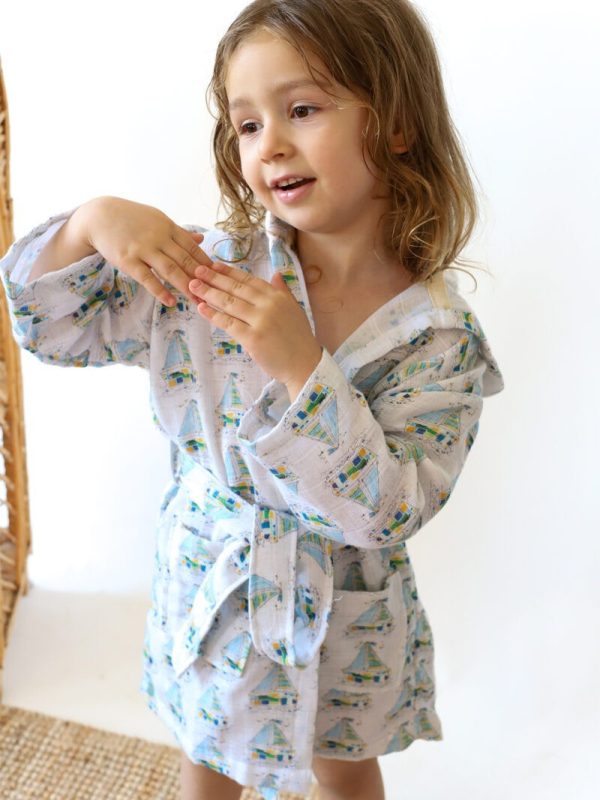 birlik1952 2 kat müslin kumaş gauze bathrobe robe bornoz baby child baskılı printed whosale toptan tekstil denizli marin