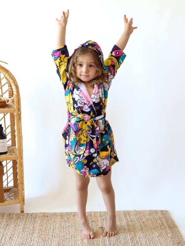 birlik1952 2 kat müslin kumaş gauze bathrobe robe bornoz baby child baskılı printed whosale toptan tekstil denizli space uzay bang