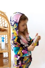 birlik1952 2 kat müslin kumaş gauze bathrobe robe bornoz baby child baskılı printed whosale toptan tekstil denizli space uzay bang