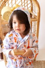 birlik1952 2 kat müslin kumaş gauze bathrobe robe bornoz baby child baskılı printed whosale toptan tekstil denizli zoo hayvanat bahçesi