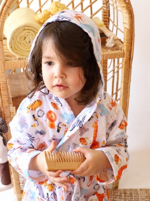 birlik1952 2 kat müslin kumaş gauze bathrobe robe bornoz baby child baskılı printed whosale toptan tekstil denizli zoo hayvanat bahçesi