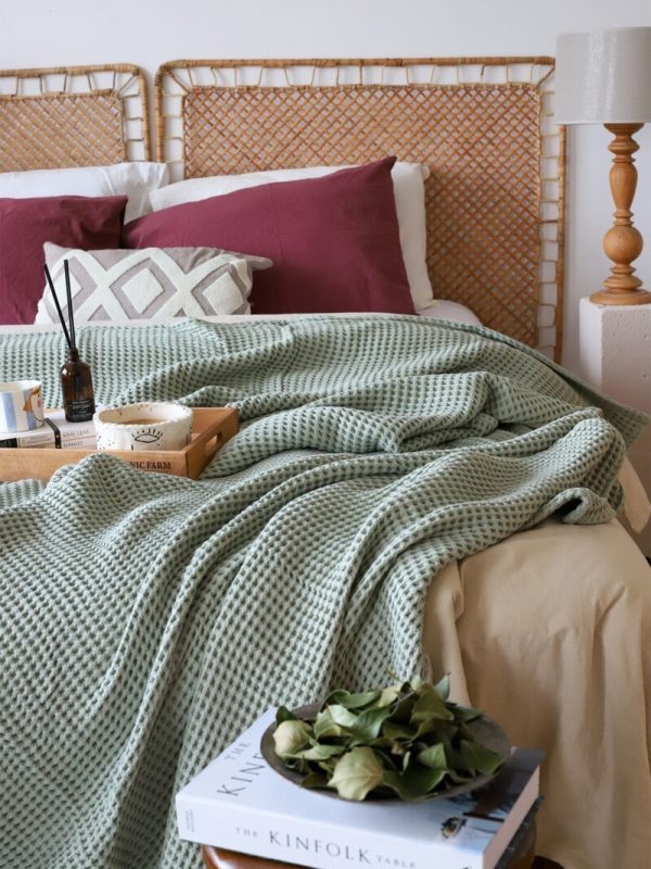 birlik1952 waffle yatak örtüsü pike takımı petek havuz bedspread blanket pique toptan whosale pike adaçayı sage yeşil green