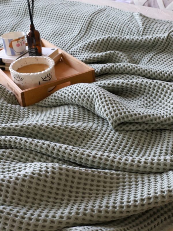 birlik1952 waffle yatak örtüsü pike takımı petek havuz bedspread blanket pique toptan whosale pike adaçayı sage yeşil green