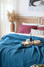 birlik1952 waffle yatak örtüsü pike takımı petek havuz bedspread blanket pique toptan whosale pike indigo blue mavi